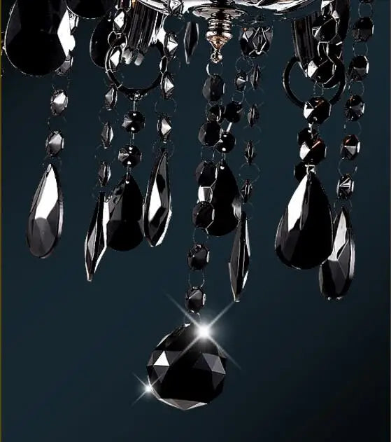 DecorBites™ Black Crystal Chandelier Lamps with Fabric Lampshades for Dining, Bedroom, Living Room