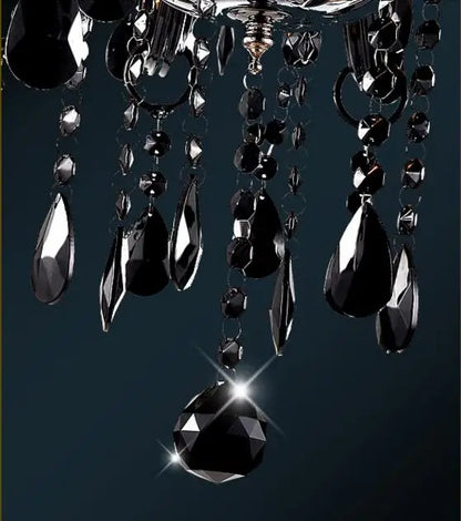 DecorBites™ Black Crystal Chandelier Lamps with Fabric Lampshades for Dining, Bedroom, Living Room