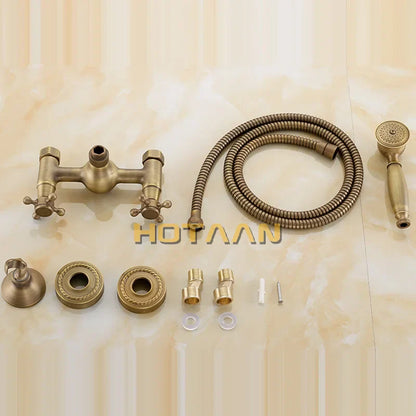 DecorBites™ Antique Brass Hand Held Shower Head Kit for Bath Wall Mount