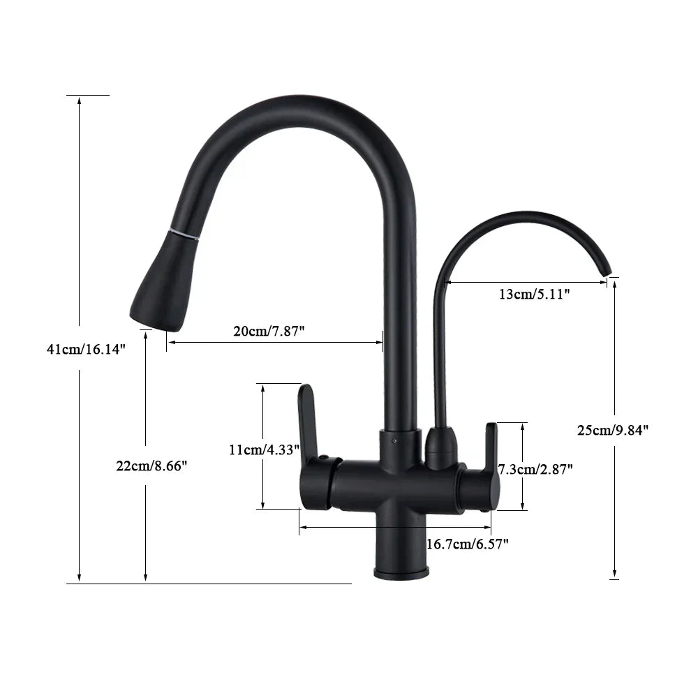 DecorBites™ Dual Handle Kitchen Faucet with Black Touch Sensor and Three Modes