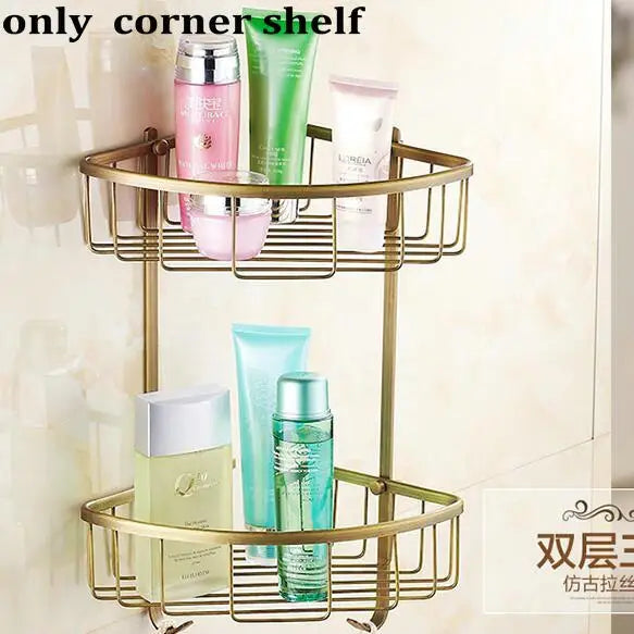 DecorBites™ Bathroom Accessories Set: Towel Rack, Bar, Holder, Hook - Antique Brass/Ceramic/Copper