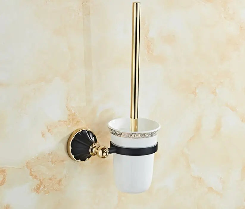 Gold Black Bathroom Accessory Set With Towel Bar