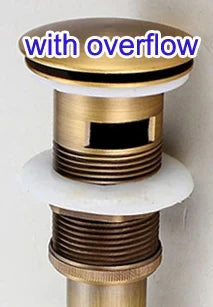 DecorBites™ Brass Pop Up Sink Drain - Antique Brass Gold Black Bathroom Basin Waste