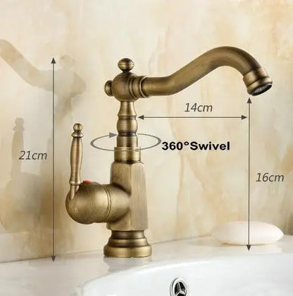 خلاط حوض من البورسلين من ديكوربايتس™، صنبور ساخن وبارد، دوار 360 درجة