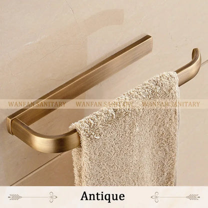 DecorBites™ Brass Bathroom Accessories Set: Towel Rings, Toilet Paper Holder, Towel Rail, Shelf