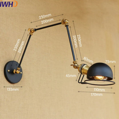 Aplique de pared LED DecorBites™ Gold Swing Arm Retro Loft Industrial