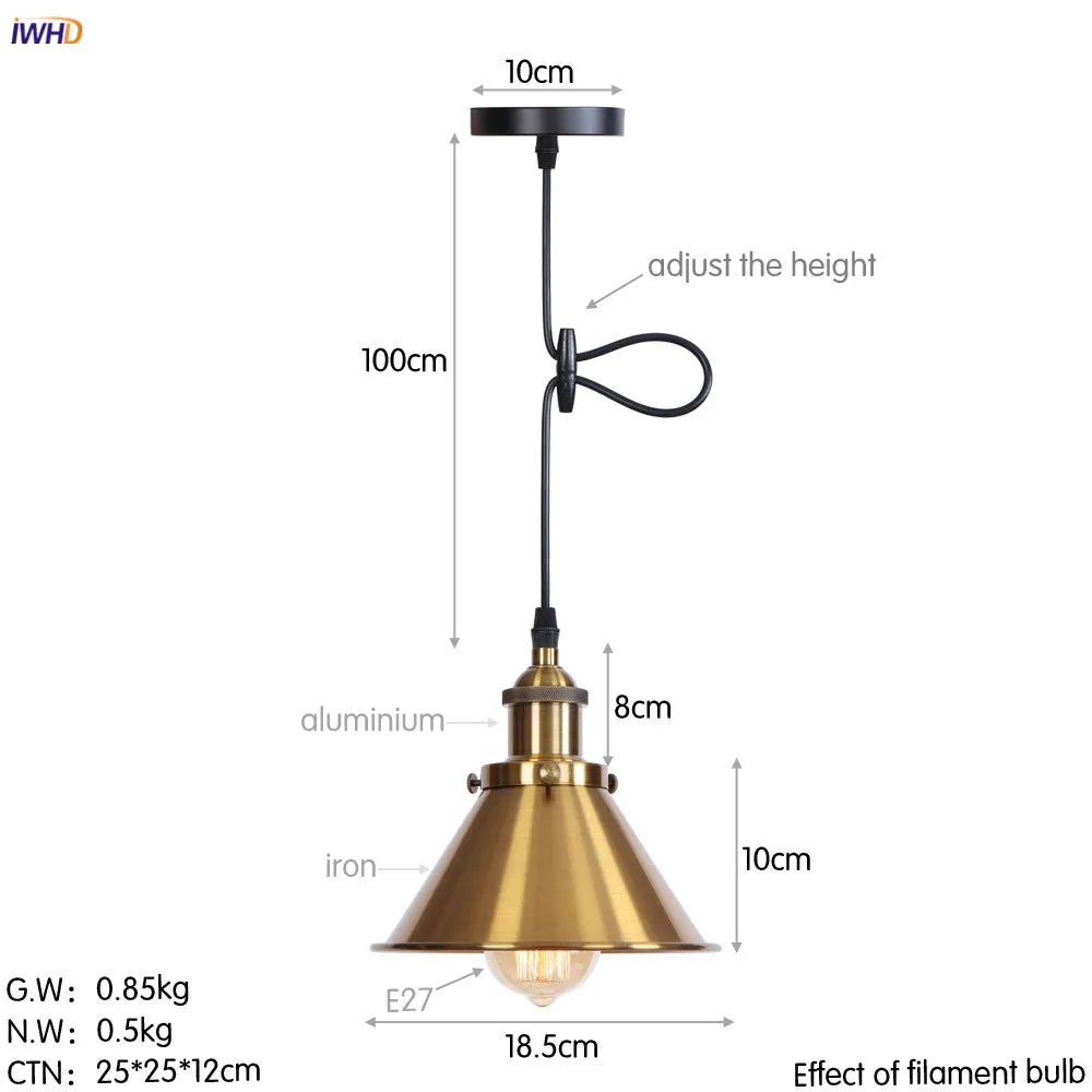 Lámparas colgantes LED Edison retro doradas DecorBites™ para comedor, sala de estar y decoración industrial
