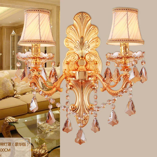 DecorBites™ Gold Crystal Wall Light Indoor Lamp - Elegant Alloy Crystal Candle Design