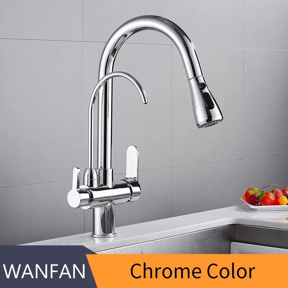 Grifo de cocina Decorbites™: Mezclador de fregadero de tres vías para grifo de filtro de agua