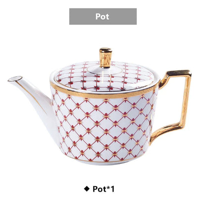 DecorBites™ Gold Porcelain Coffee & Tea Set, Elegant Bone China Luxury Ceramics