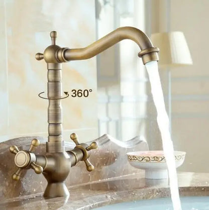 خلاط حوض من البورسلين من ديكوربايتس™، صنبور ساخن وبارد، دوار 360 درجة