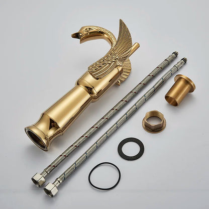 DecorBites™ Golden Swan Bathroom Mixer Faucet - Deck Mount Basin Tap with One Handle