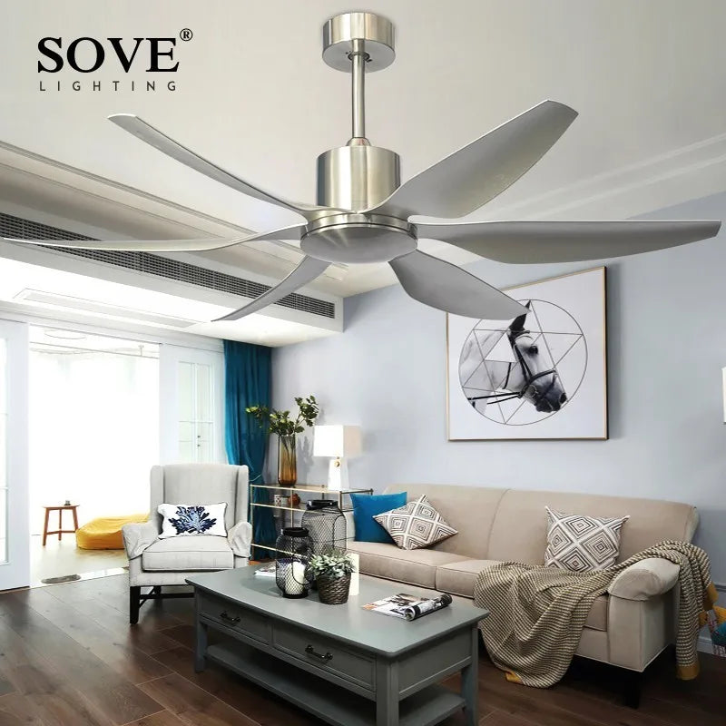 DecorBites™ 66" Modern LED Brown Ceiling Fan with Remote Control for Living Room