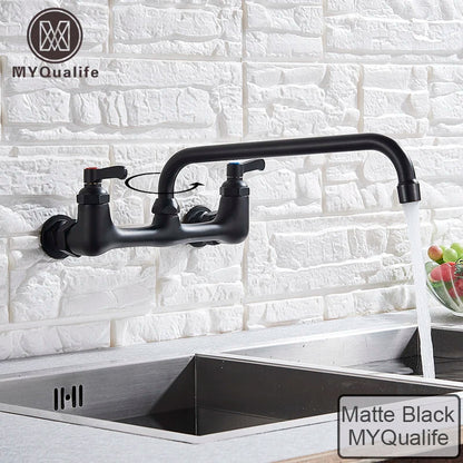 DecorBites™ Brass Dual Handle Kitchen Faucet 360 Swivel Hot Cold Water Tap