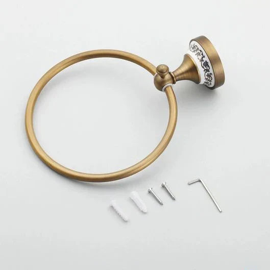 حامل منشفة من البرونز العتيق من DecorBites™ - حامل حائط من النحاس الصلب للحمام