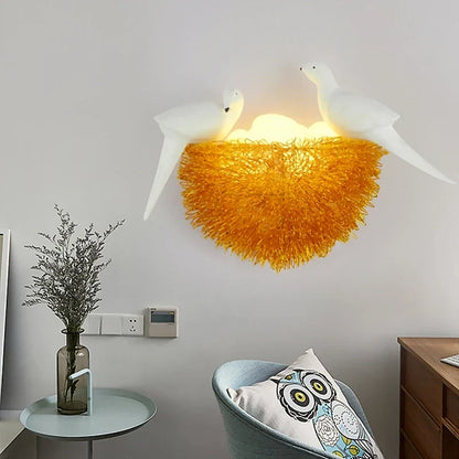 DecorBites™ Bird's Nest LED Wall Lamp with 3D Birds Art - Decorative Novelty Wall Light