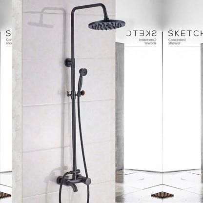 DecorBites™ Brass Rainfall Shower Faucet Single Handle Mixer Tap Wall Mount Bathroom Set