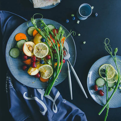 Plato llano de cerámica DecorBites™ - Plato base de estilo japonés con diseño retro