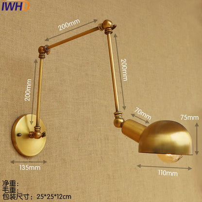 Aplique de pared LED DecorBites™ Gold Swing Arm Retro Loft Industrial