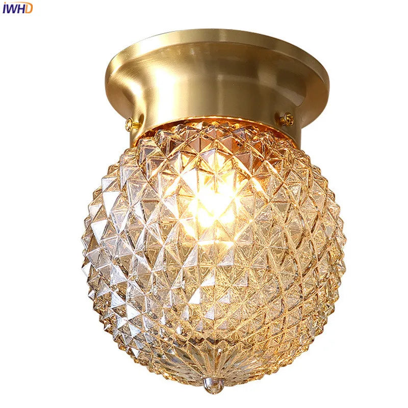 Lámpara de techo LED DecorBites™ con bola de cristal, estilo moderno vintage en cobre.