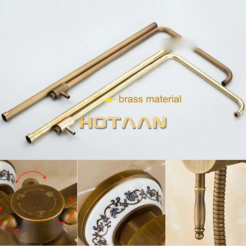 مجموعة صنبور دش مطري من DecorBites™ مصنوع من النحاس العتيق مع دش يدوي