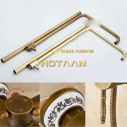 مجموعة صنبور دش مطري من DecorBites™ مصنوع من النحاس العتيق مع دش يدوي