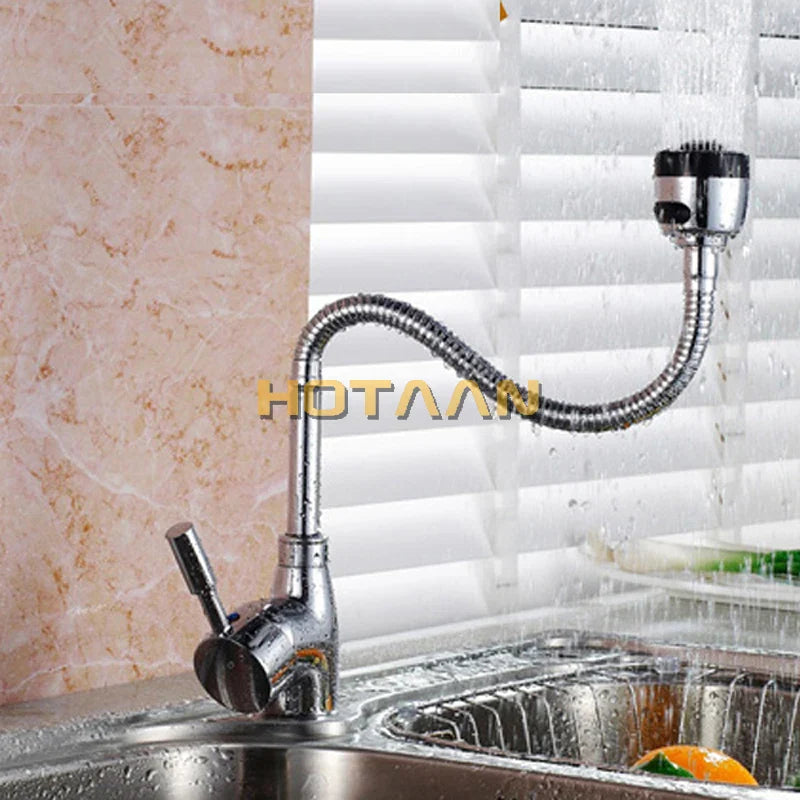 DecorBites™ Brass Kitchen Mixer Faucet Single Hole Hot Cold Water Tap
