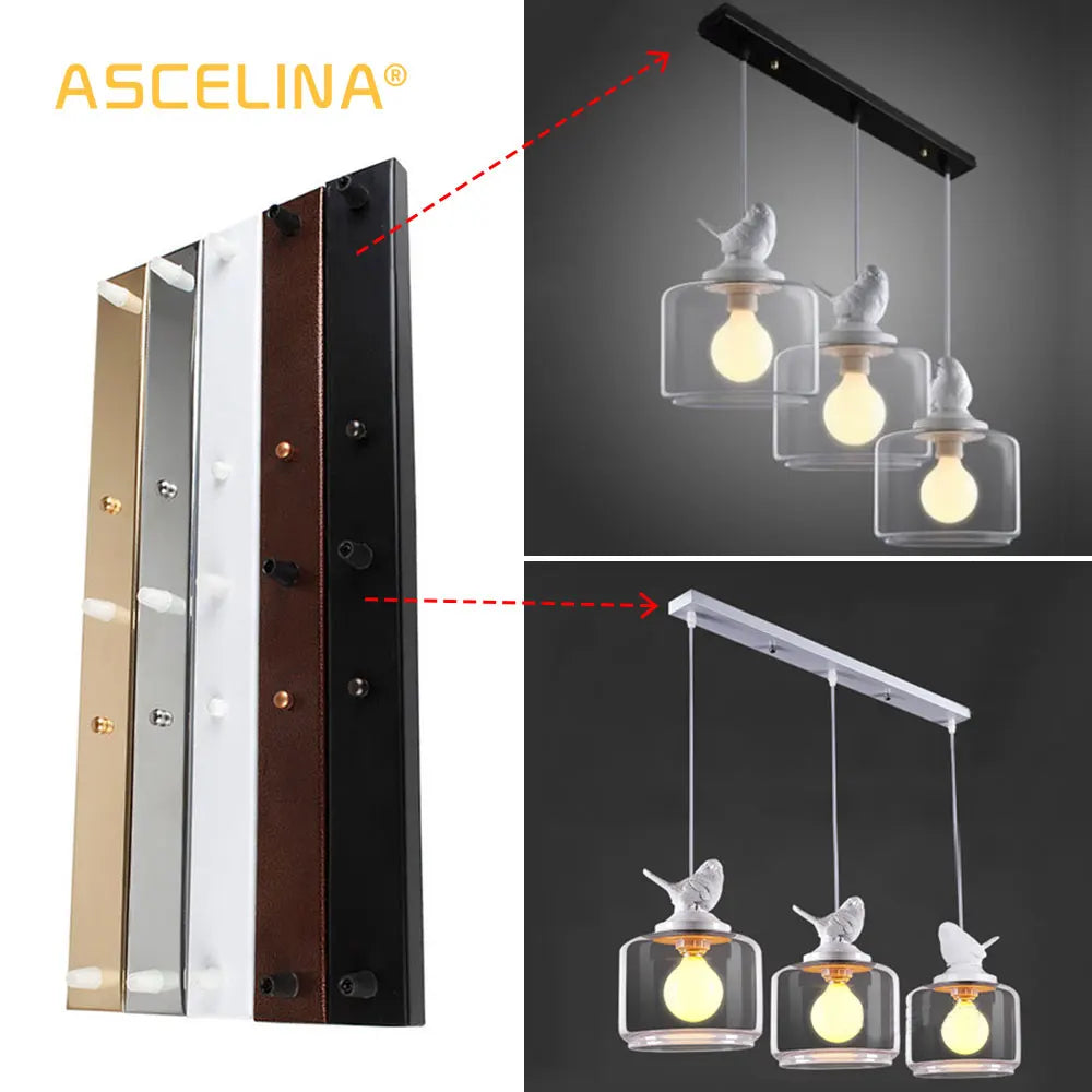 DecorBites™ Ceiling Plate for Three-Lamp Light Fitting: Rectangular Strip Canopy Base