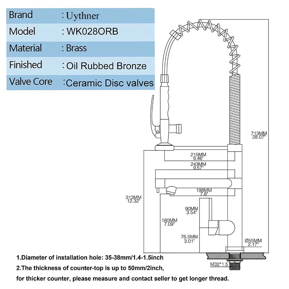 DecorBites™ Black Bronze Kitchen Mixer Faucet with 360 Rotation - Single Handle Sink Tap