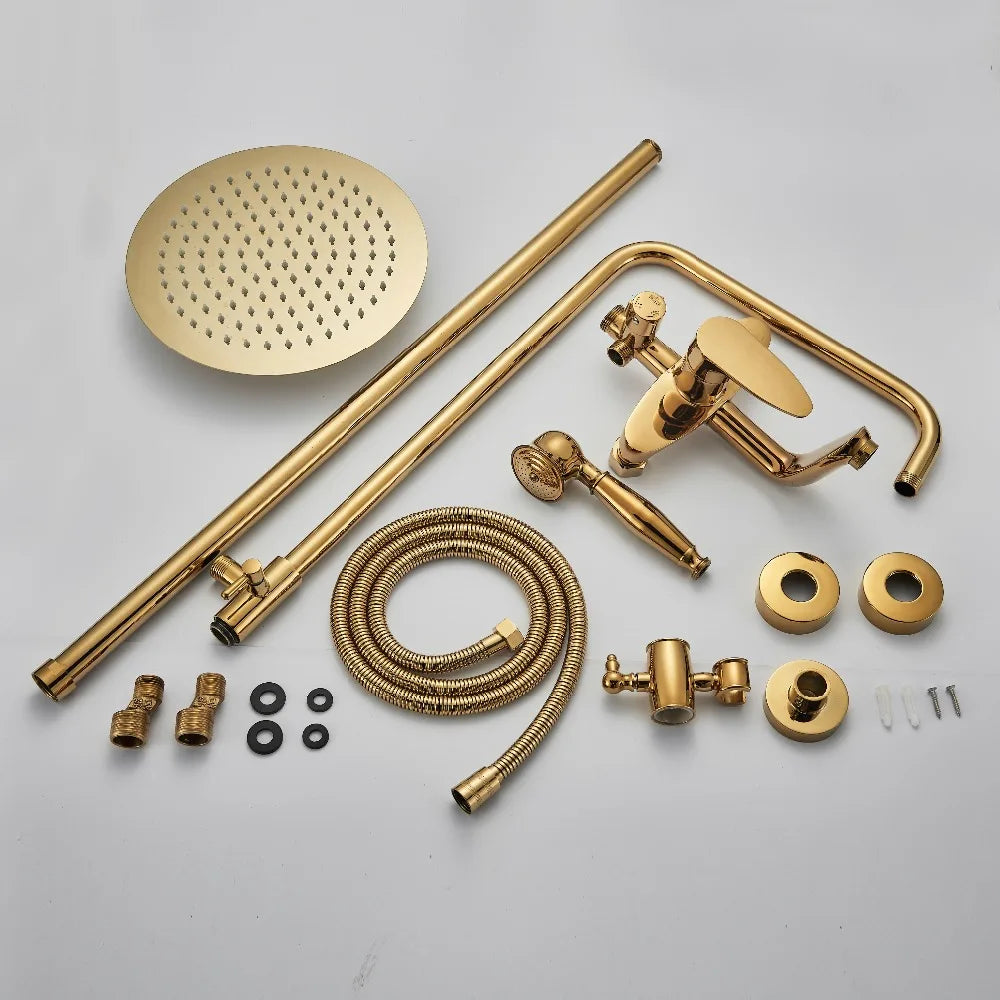 DecorBites™ Dual Handle Brass Bathtub Shower Faucet Set with 8" Rainfall Shower Head