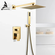 Juego de Grifo de Ducha de Lluvia de Baño Dorado Decorbites™ Oculto en la Pared
