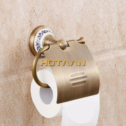 DecorBites™ Brass Bathroom Accessories Set: Robe hook, Paper Holder, Towel Bar, Soap Basket