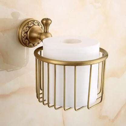 DecorBites™ Carved Antique Bronze Brass Bathroom Accessories Set with Solid Bath Hardware