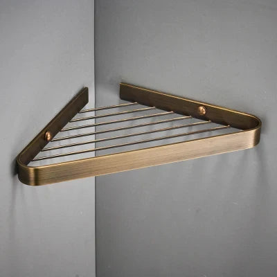 DecorBites™ Brass Bathroom Shower Rack Wall Mounted Shelf