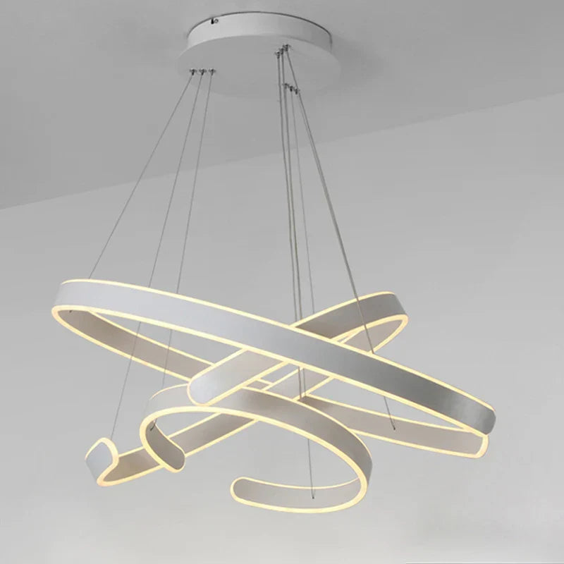 مصباح معلق LED بتصميم حلقات دائرية هندسية من DecorBites™ لغرفة المعيشة وغرفة الطعام