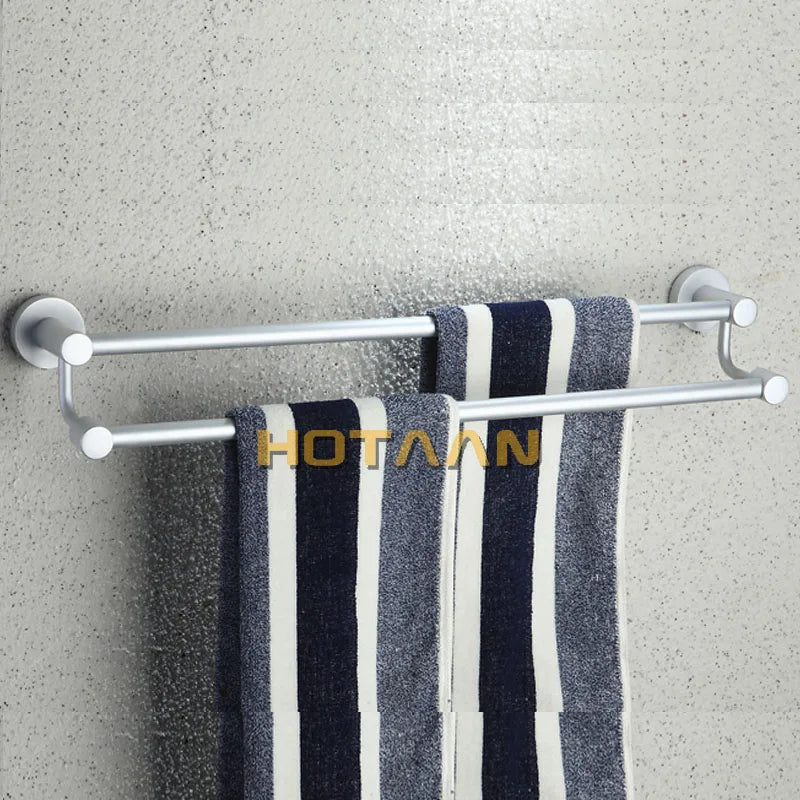 DecorBites™ Double Towel Bar: High Quality Aluminium Round Towel Holder for Bathroom