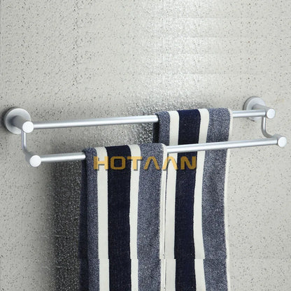 DecorBites™ Double Towel Bar: High Quality Aluminium Round Towel Holder for Bathroom