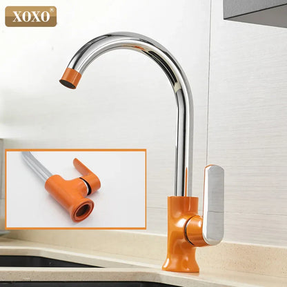 DecorBites™ Brass Single Handle Kitchen Faucet Mixer Tap with 360° Rotation