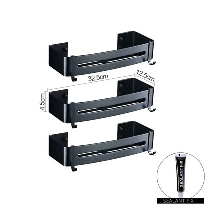 رف مستحضرات تجميل DecorBites™ من الألومنيوم باللون الأسود لتخزين الحمام والمطبخ