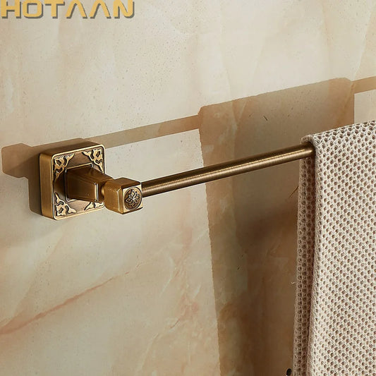 DecorBites™ Antique Brass Single Towel Bar, Wall Mounted Bathroom Accessories