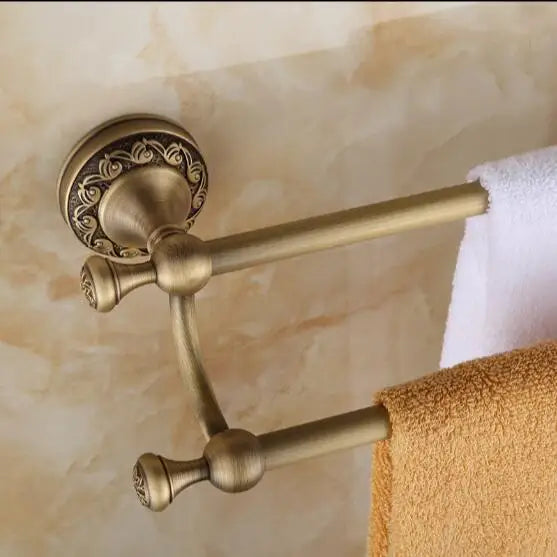 DecorBites™ Carved Antique Bronze Brass Bathroom Accessories Set with Solid Bath Hardware