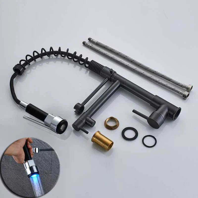 DecorBites™ Black Bronze Dual Spout Kitchen Faucet with Pull Down Sprayer