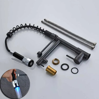 DecorBites™ Black Bronze Dual Spout Kitchen Faucet with Pull Down Sprayer