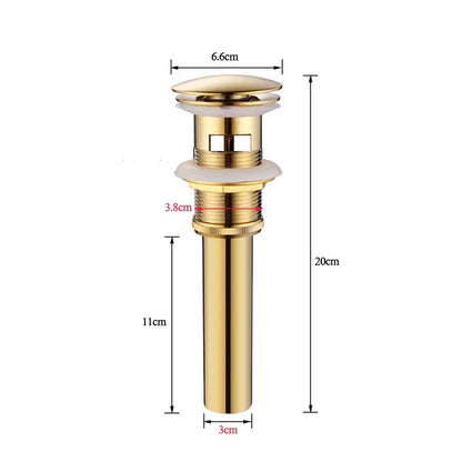 DecorBites™ Bathroom Sink Pop Up Drain in Chrome, Brushed Nickel, Golden Finish