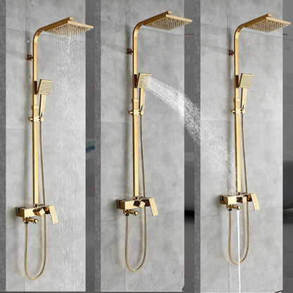 DecorBites™ Golden Shower Faucet Set with 8" Rainfall Shower, Wall Mounted Hand Shower