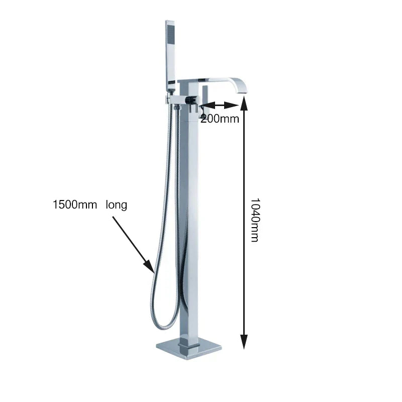 DecorBites™ Brass Single Handle Bathtub Shower Set Floor Mounted Mixer Brushed Nickel