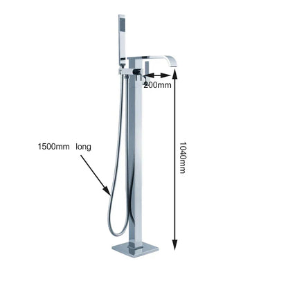 DecorBites™ Brass Single Handle Bathtub Shower Set Floor Mounted Mixer Brushed Nickel