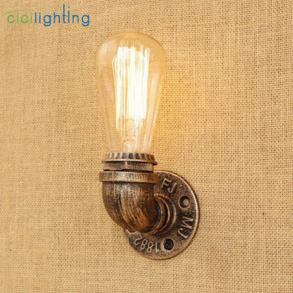 DecorBites™ Steampunk Loft Pipe Wall Lamp Black Brown Bronze Silver Industrial Lighting