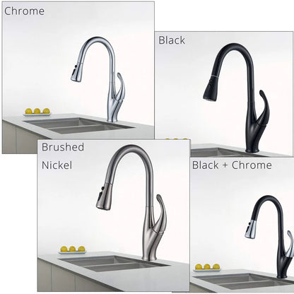 DecorBites™ Black Kitchen Faucet Pull Out Mixer with Single Handle and Stream Spray