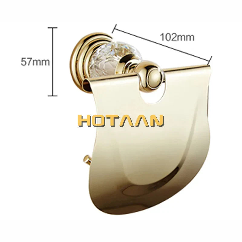 DecorBites™ Golden Crystal Toilet Paper Holder Wall Mount Archaize Waterproof Roll Rack